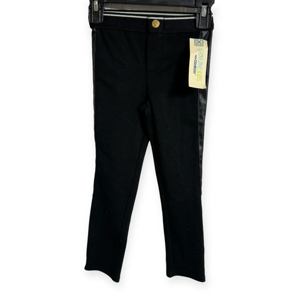 Genuine Kids‎ by OshKosh Girls Black Pants with Leather Sides Size 4T
